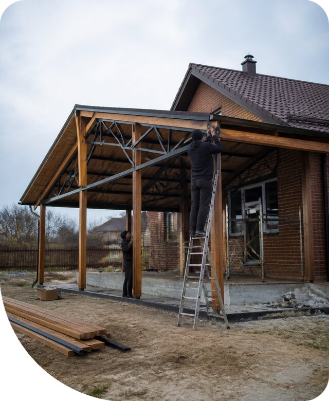 Пристройка навеса к дому и участку в Череповце под ключ