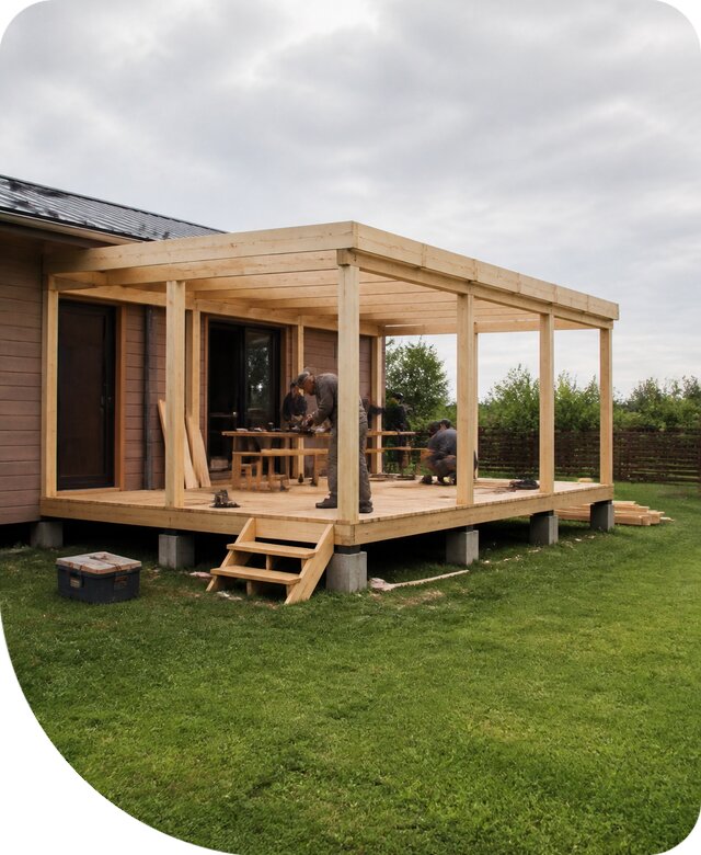 Изготовление деревянной веранды под ключ для дома в Череповце